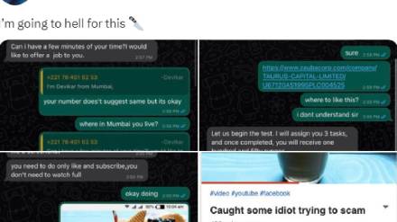 Women Share Chats Screenshot of Man Who Tried To Scam her and steal money ends up getting job offer Viral Photos Laughing