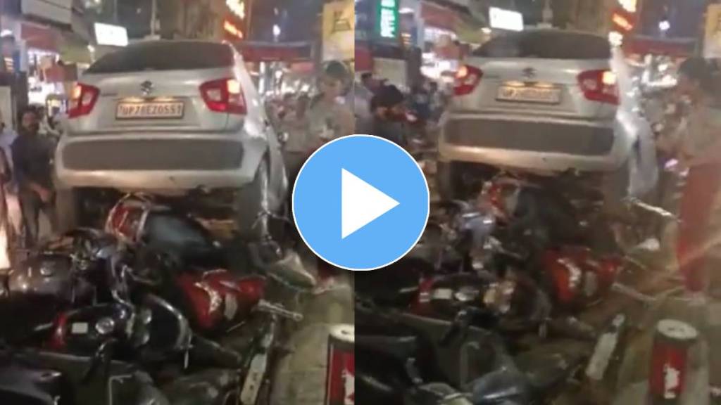 young girl mounted her car on bikes