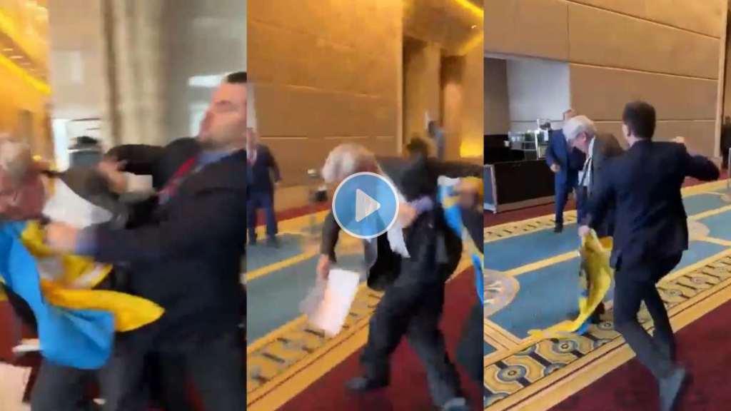 Ukrainian MP punches Russian representative