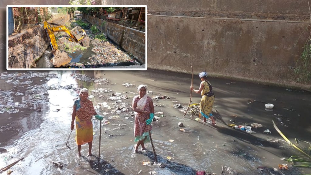 workers are cleaning drains without safety equipment