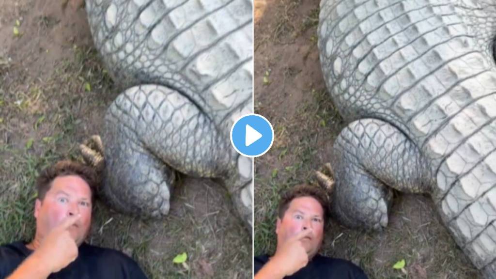 Man sleep with crocodile shocking video viral