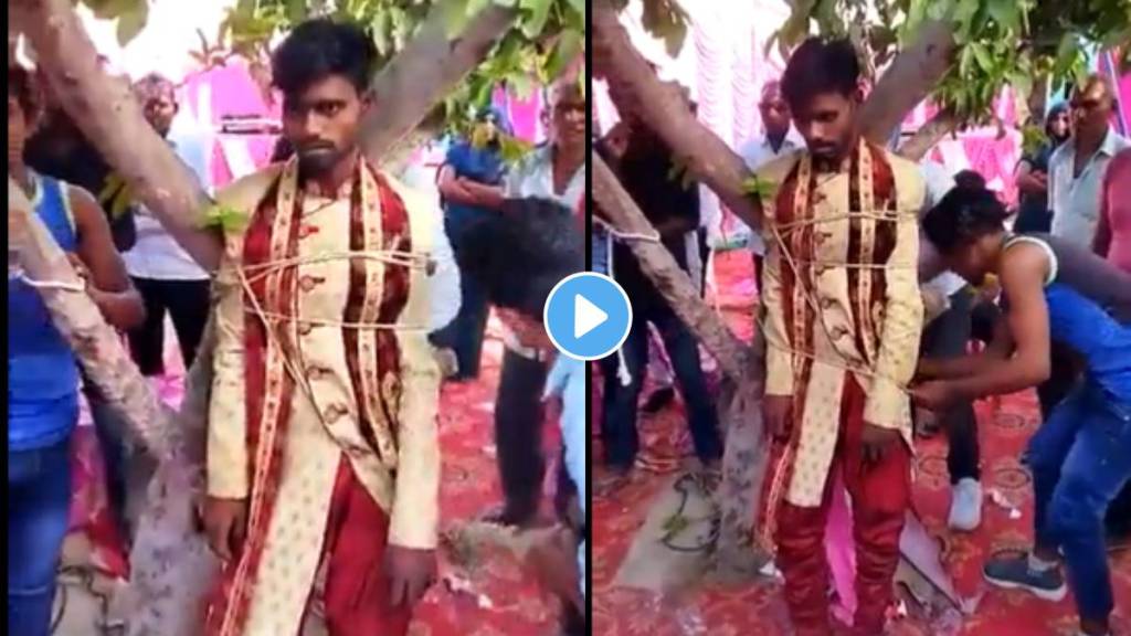 Groom tied tree after demand dowry in uttar pradesh wedding video viral