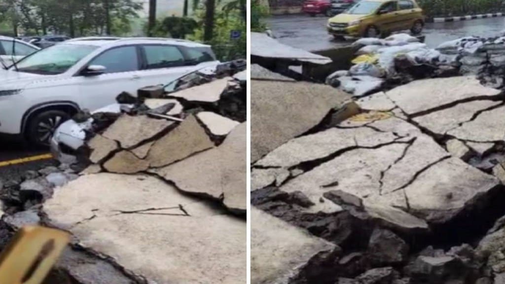 road in Kharghar subside