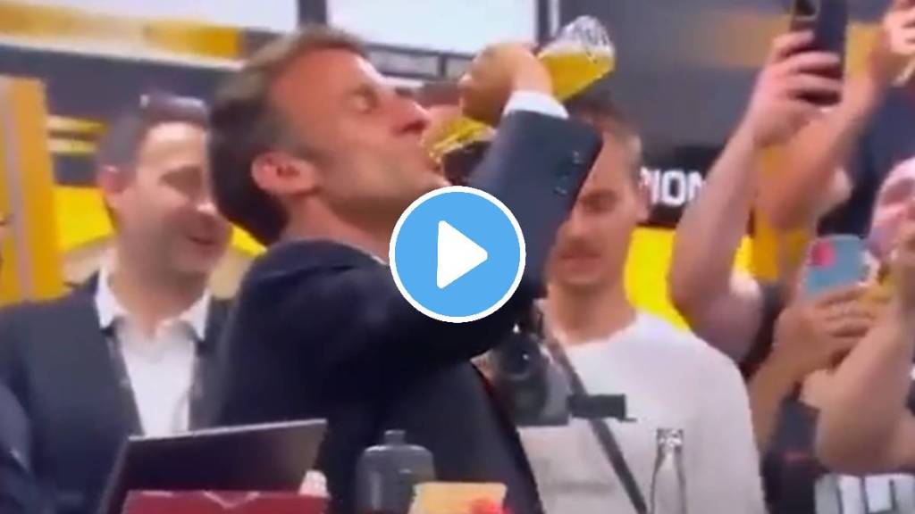 Emmanuel Macron Drink Beer Viral video