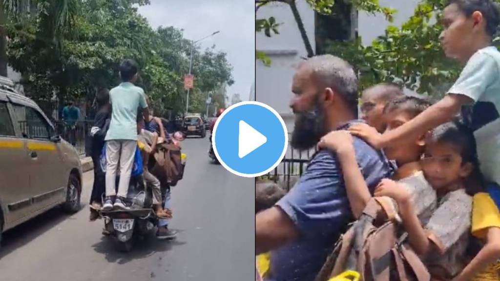 man riding scooty with 7 children mumbai police took action after video viral