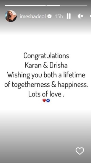 esha deol post for karan