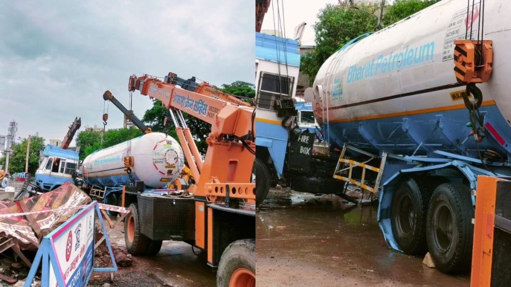 gas leak from overturned tanker