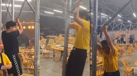 people flying after terrible cyclonic storm came in restaurant video viral