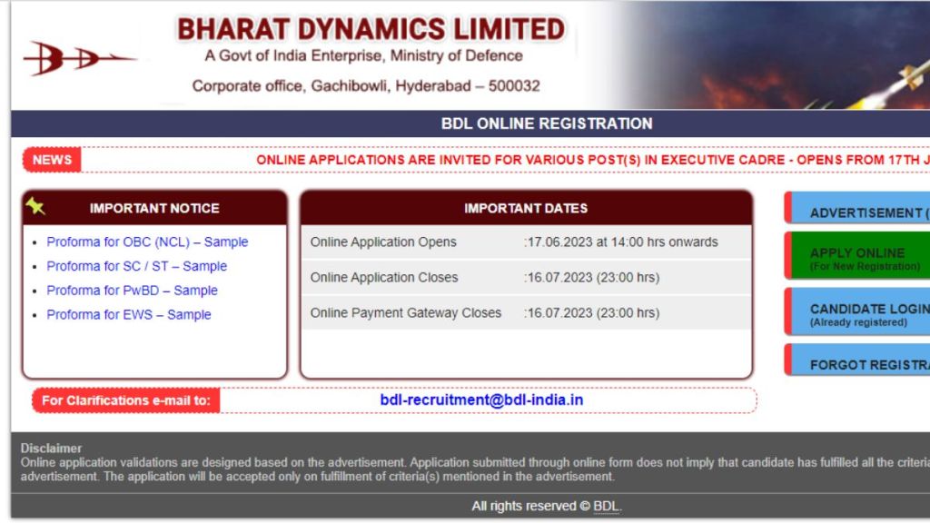 BDL Recruitment 2023 for 12 Vacancies Monthly Salary up to 160000 Deputy Manager and Assistant Manager