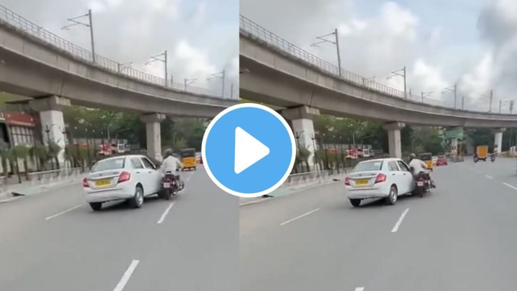 cab driver intentionally struck the motorcyclist with his car chennai video goes viral