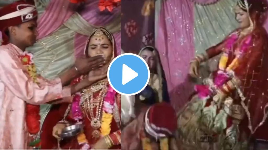 groom feeding rasullga to bride on stage watch video what happend wedding video goes viral