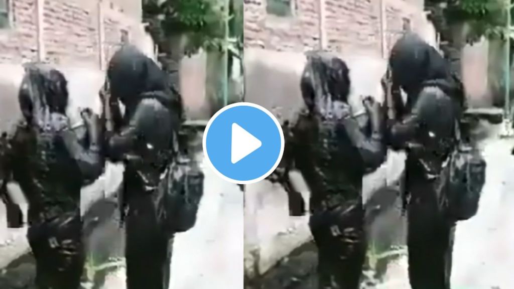 girls with scooty fell into drain video goes viral on social media