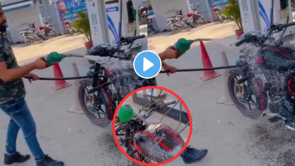 stunt on petrol pump viral video