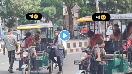 Woman With Toddler Driving E-Rikshaw