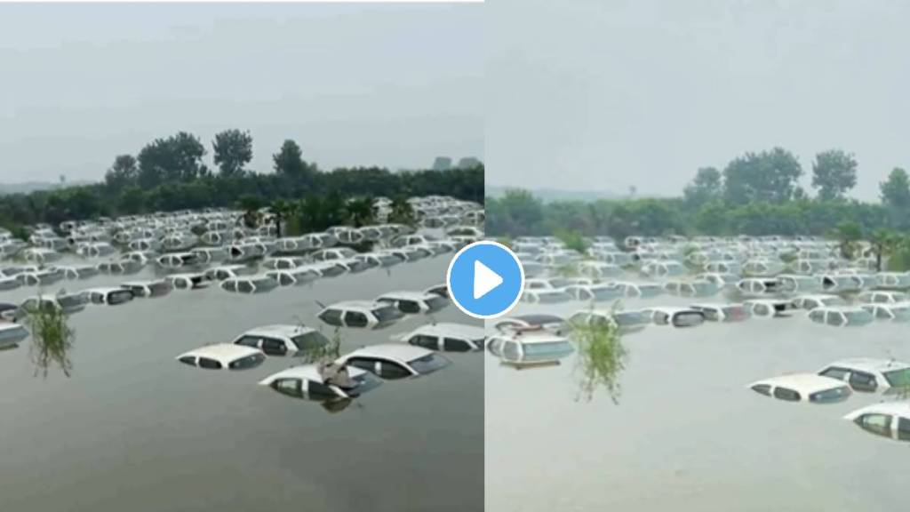 Noida, UP: Due to an increase in the water level of Hindon River, the area near Ecotech 3 got submerged due to which many vehicles got stuck video viral on social media