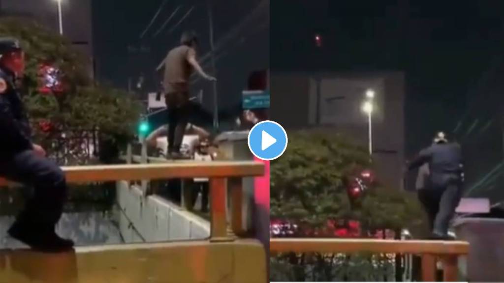 A Mexican policeman prevents a suicide attempt, on a bridge, with no safety equipment police saved the life video viral on social media