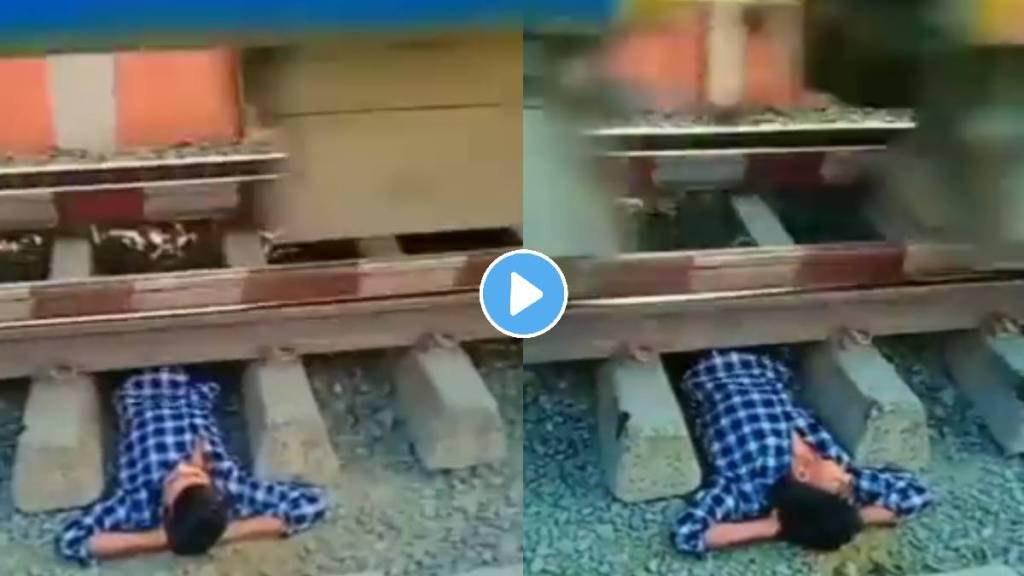 Man make reel lying under rain track high speed train passing indian railway video viral on social media