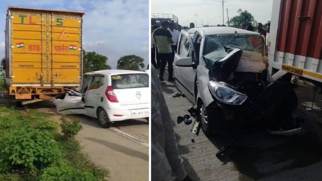 car hit truck Ramtek Bhandara road