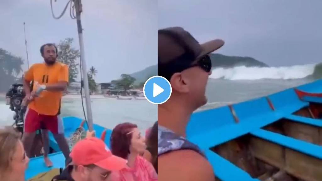 viral dagerous video large boat is seen capsizing in a storm video goes viral on social media