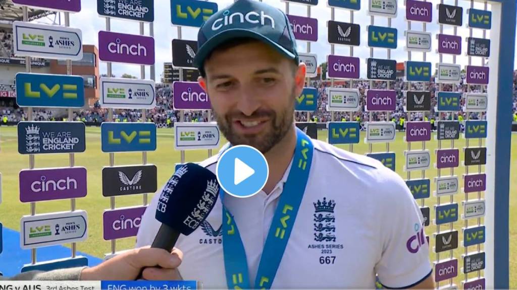 Mark Wood reacts after the win