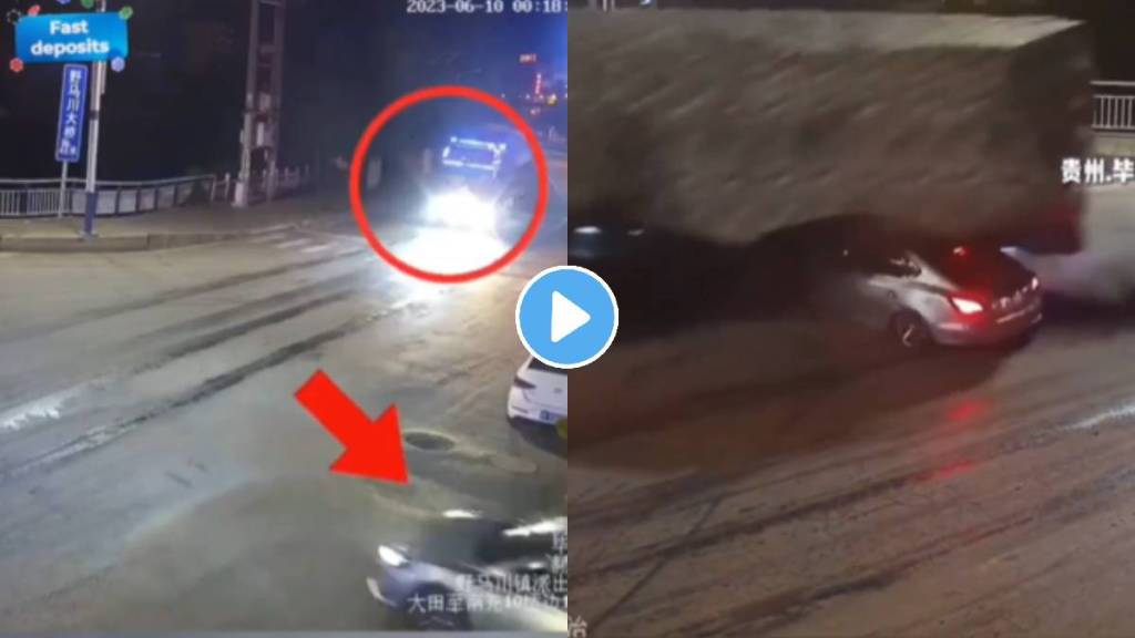 Shocking accident video accident on the road truck climbed over the car went viral on social media