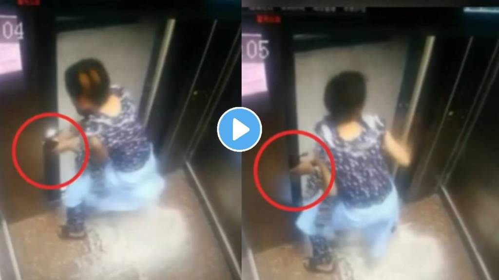 child hand stuck in lift gate mother busy on mobile viral cctv video viral on social media