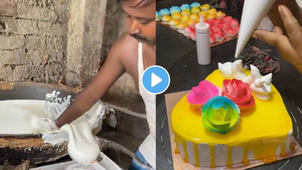 Dirty process of beautiful cake making video went viral on social media video viral on social media