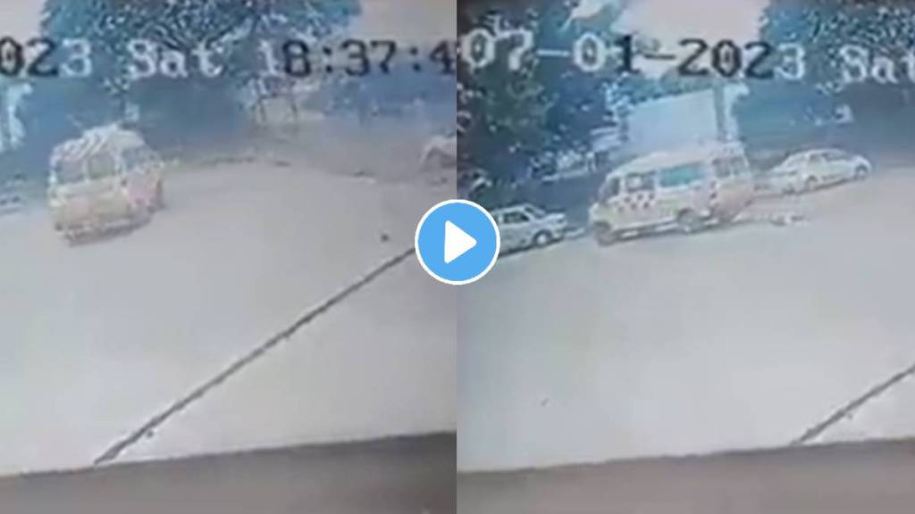 unnar accident ambulance hit man then crushed to death CCTV video viral