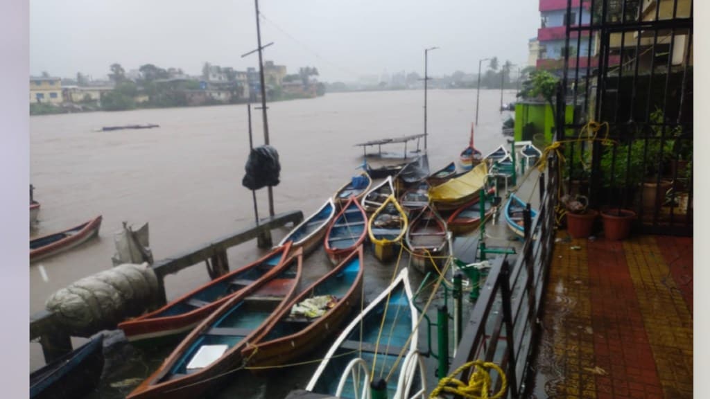 Patalganga river crossed the danger level while water in Gadhi river below the warning level