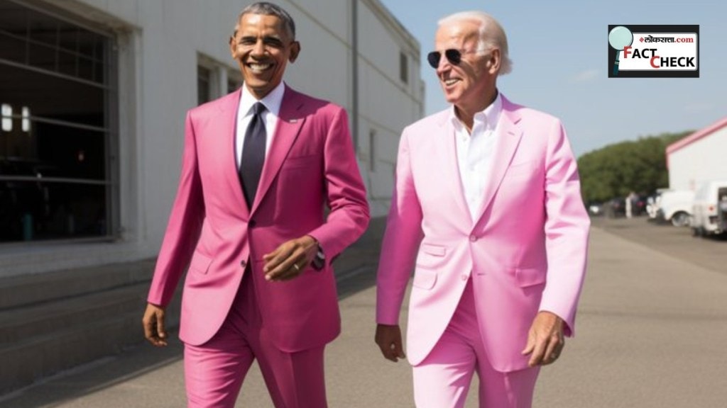 Barak Obama Joe Biden Poses In Bright Pink Suits