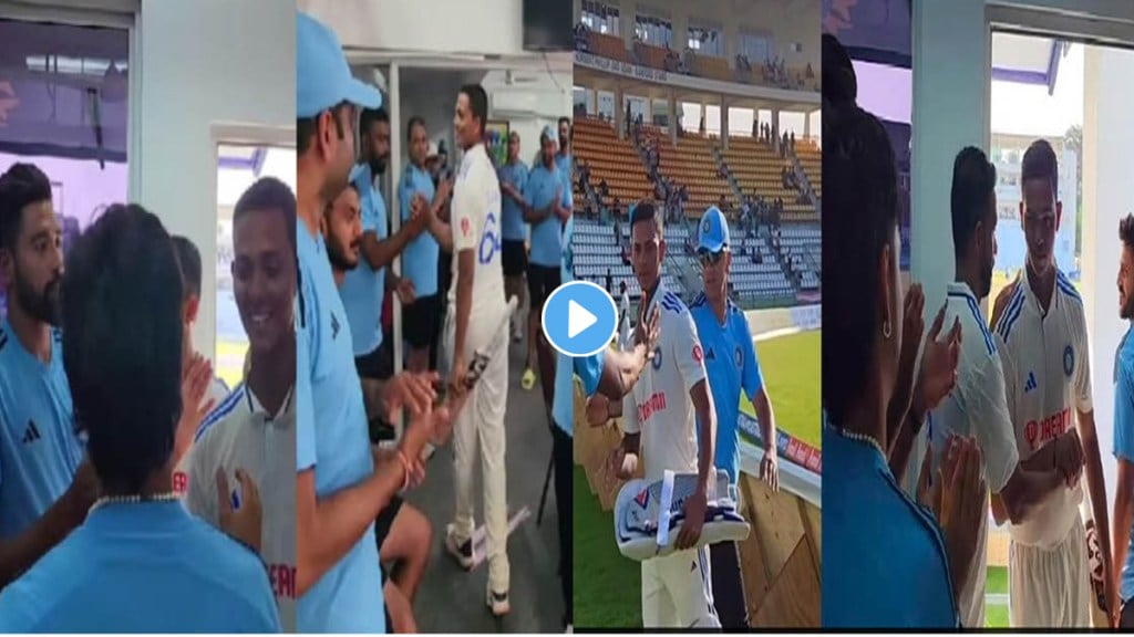 Jaiswal got a warm welcome in the dressing room after his debut century the young batsman first hugged this player viral Video