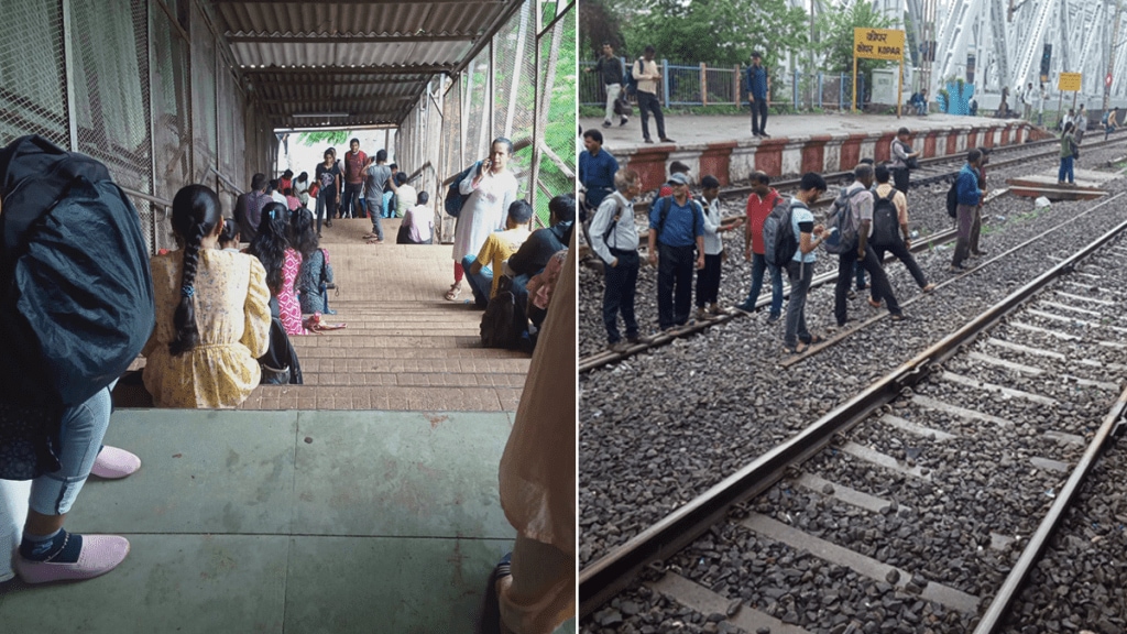 kopar railway station no shelter platform passengers using stairs