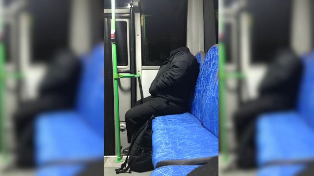 headless man sitting in the bus wearing a hoodie jacket photo goes viral know the truth