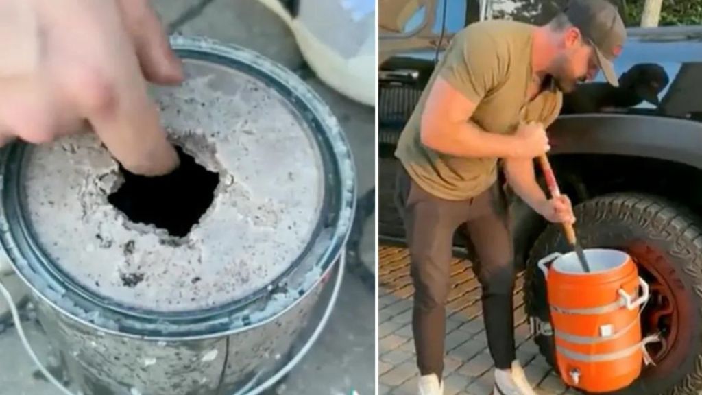 viral jugaad video man make ice cream outdoor by using car tyre