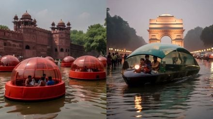 AI Imagines Dome Boats Sailing Through Delhi's Flooded Streets