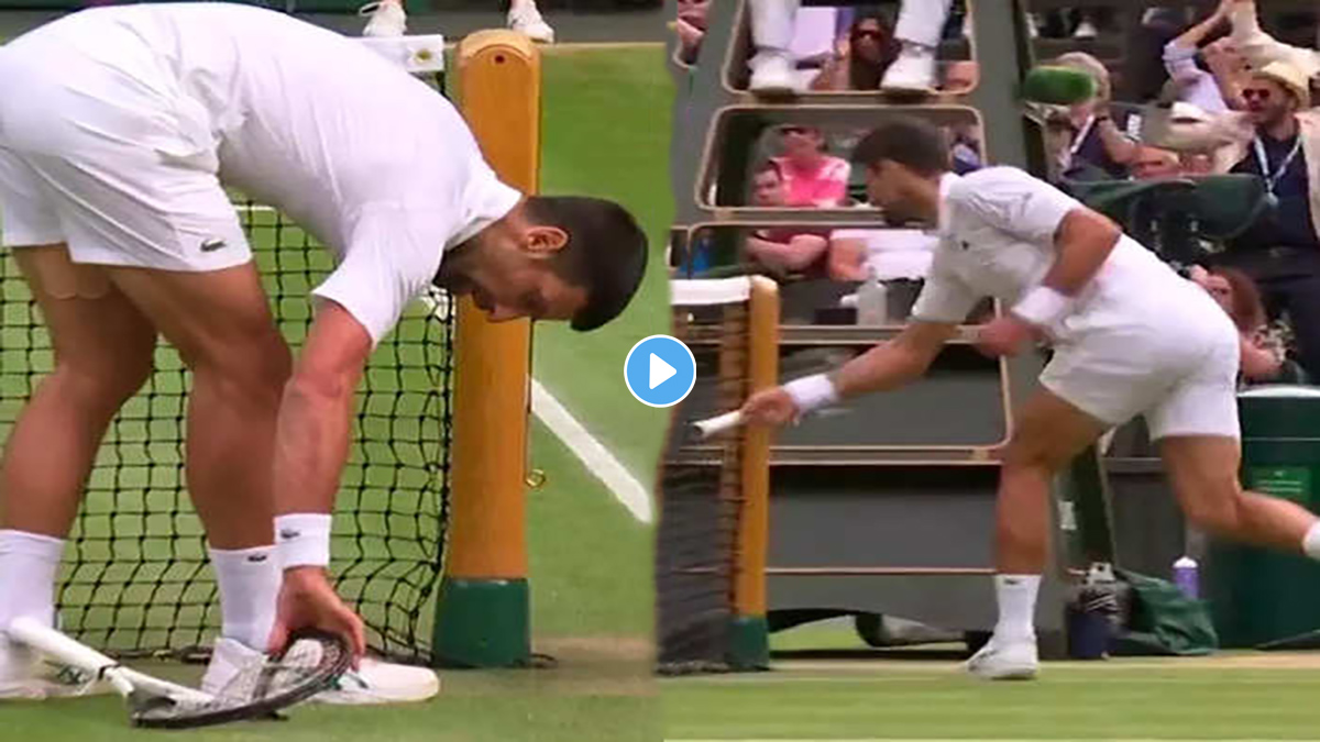 Wimbledon 2023: Novak Djokovic Gets Angry During Match Breaks Racket In ...