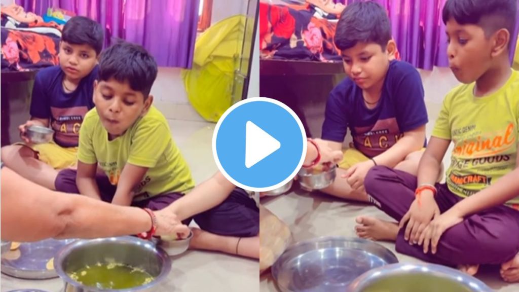 viral video of aaji serve home made panipuri to grandsons at home in rainy season monsoon