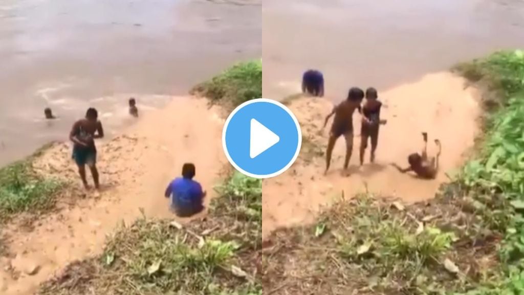 watch Village Water Wark boys in village using mud ghasaragundi enjoy Swimming video goes viral