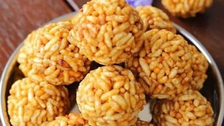 how to make kurmura or murmura or churmura laddoo at home note down recipe healthy food for children