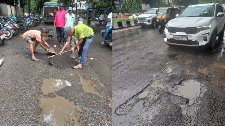 pothole on road in pune