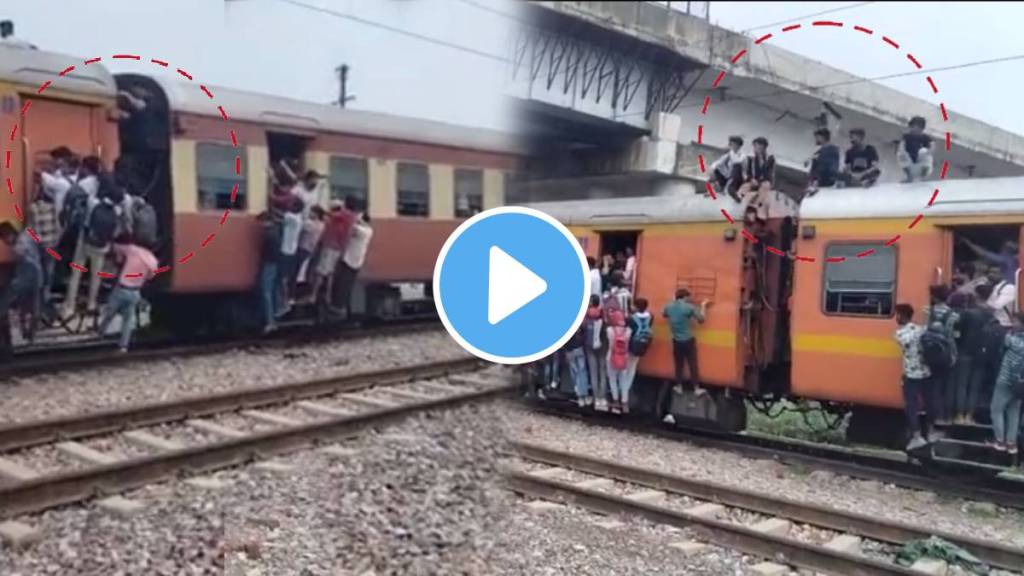 train viral video passengers traveling on roof of train