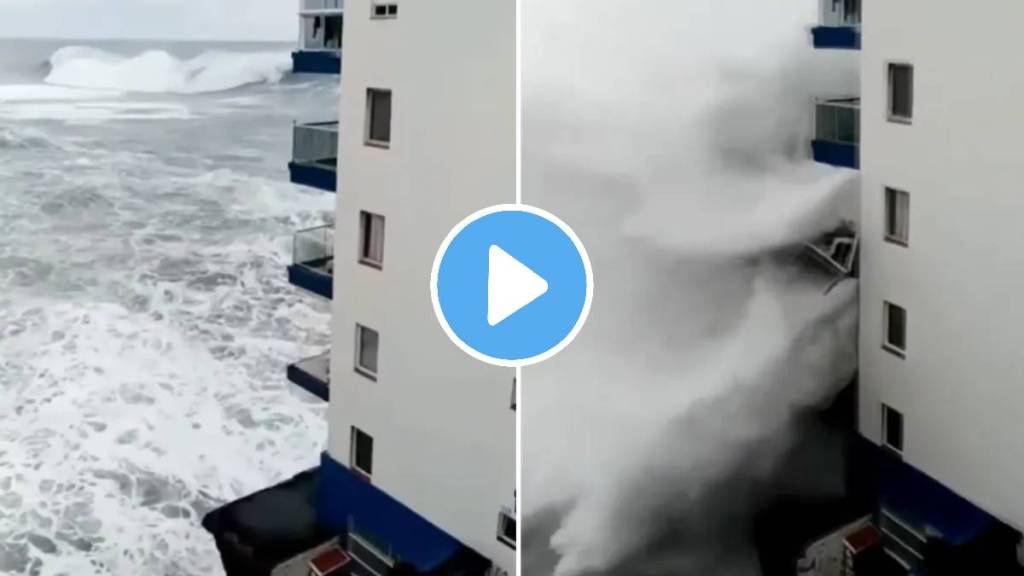 Wave action destroyed buildings video viral