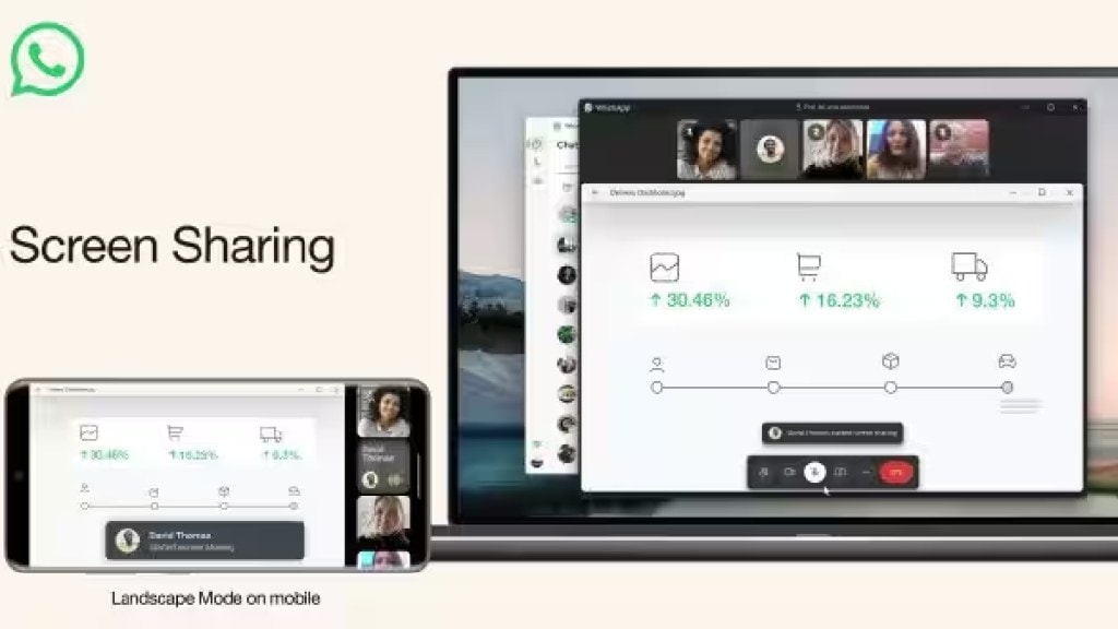 whatsApp screen sharing feature video call