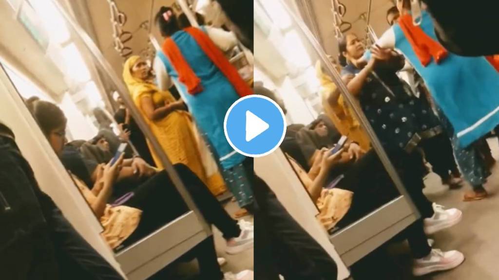 Women engage in verbal spat, push each other in Delhi Metro. Viral video