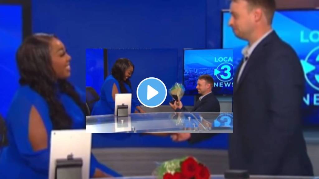 viral video of newsroom where boyfriend proposes news anchor on live television live news bulletin dream proposal video viral on social media