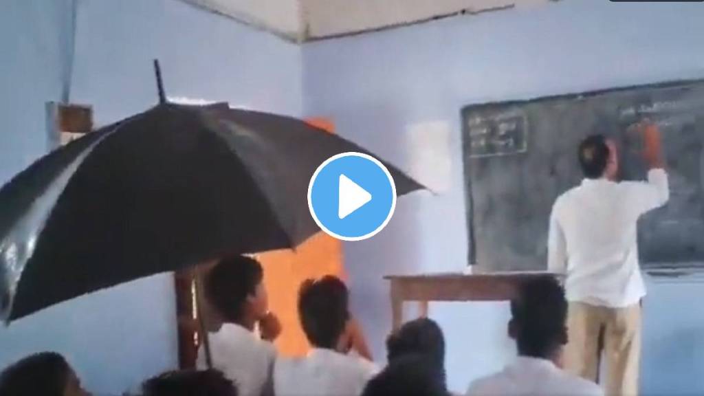 Worrisome Video Shows Students Hold Umbrellas Inside Classroom In Bihar After Roof Leak