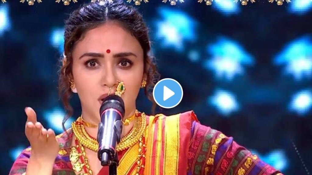 amruta khanvilkar will present bharud in uncha maza zoka award ceremony video viral