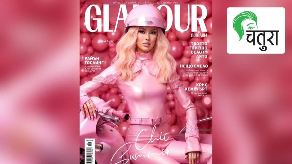 An 'AI generated' model on the cover of a glamour bulgaria fashion magazine