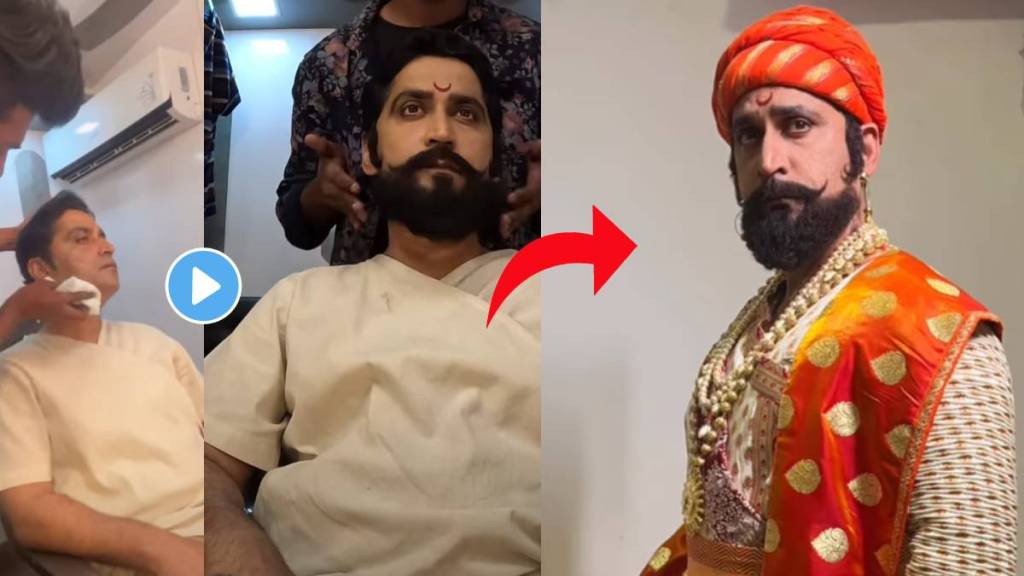 bts video of chinmay mandlekar chhatrapati shivaji maharaj look