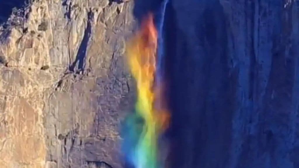 rainbow waterfall at yosemite park in us old video viral snk 94